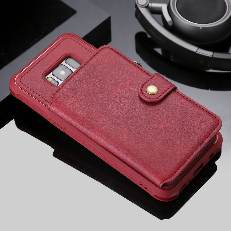 For Galaxy S8 Plus Zipper Shockproof Protective Case with Card Slots & Bracket & Photo Holder & Wallet Function