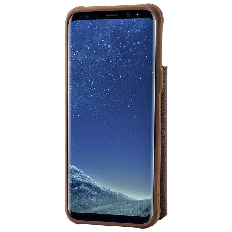 For Galaxy S8 Plus Zipper Shockproof Protective Case with Card Slots & Bracket & Photo Holder & Wallet Function