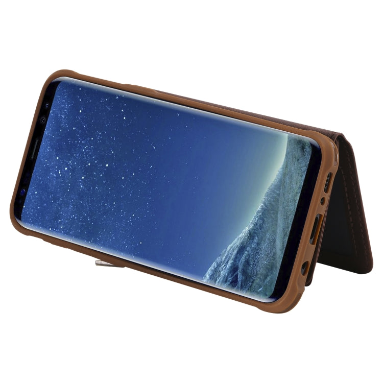 For Galaxy S8 Plus Zipper Shockproof Protective Case with Card Slots & Bracket & Photo Holder & Wallet Function