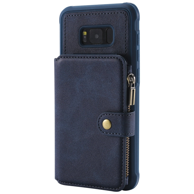 For Galaxy S8 Plus Zipper Shockproof Protective Case with Card Slots & Bracket & Photo Holder & Wallet Function