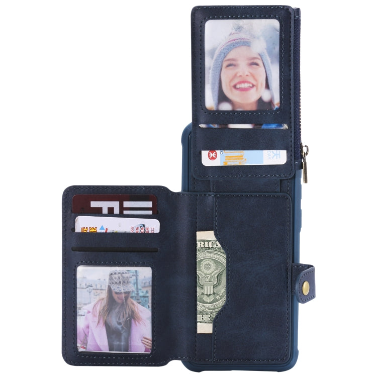 For Galaxy S8 Plus Zipper Shockproof Protective Case with Card Slots & Bracket & Photo Holder & Wallet Function