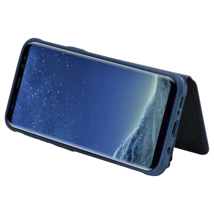 For Galaxy S8 Plus Zipper Shockproof Protective Case with Card Slots & Bracket & Photo Holder & Wallet Function