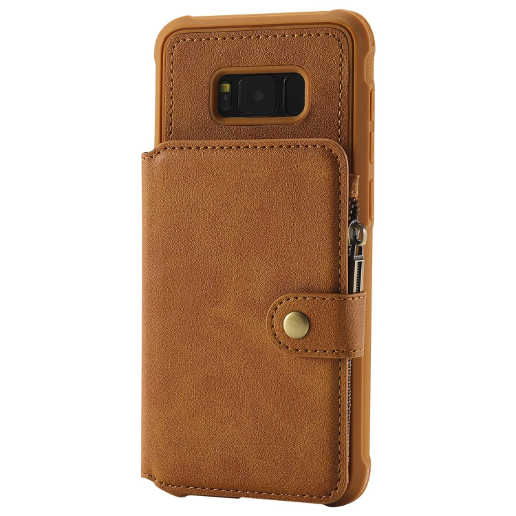 For Galaxy S8 Plus Zipper Shockproof Protective Case with Card Slots & Bracket & Photo Holder & Wallet Function