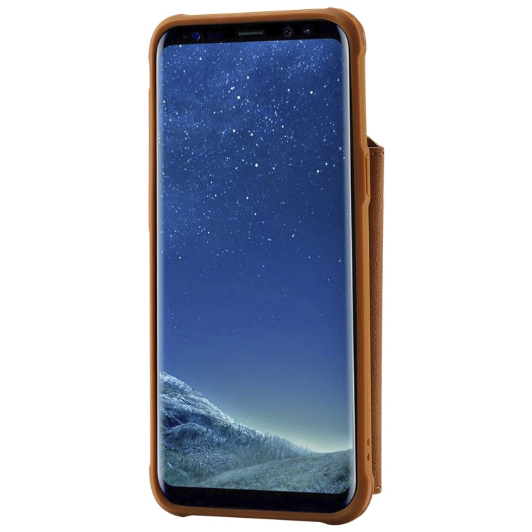 For Galaxy S8 Plus Zipper Shockproof Protective Case with Card Slots & Bracket & Photo Holder & Wallet Function