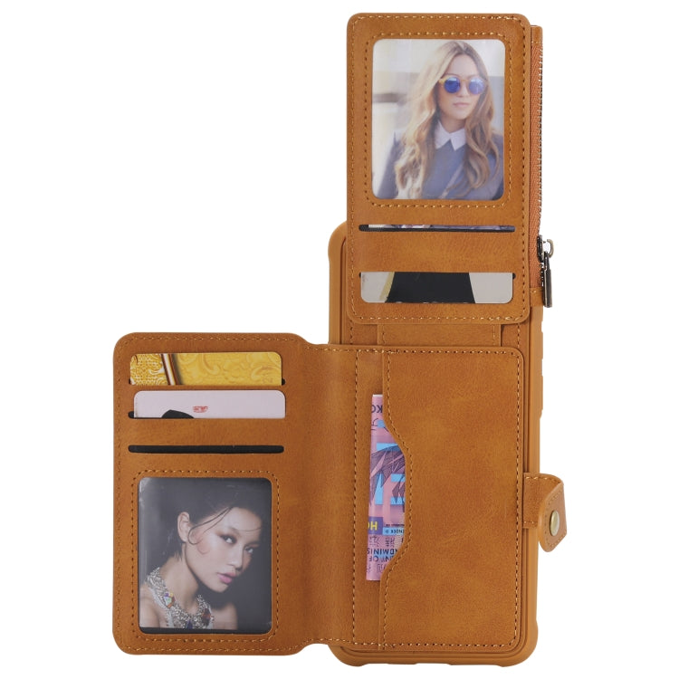 For Galaxy S8 Plus Zipper Shockproof Protective Case with Card Slots & Bracket & Photo Holder & Wallet Function