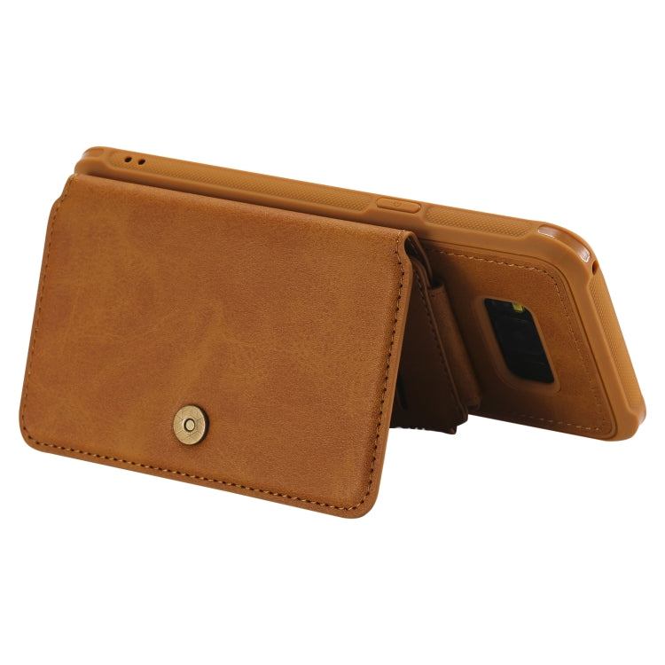 For Galaxy S8 Plus Zipper Shockproof Protective Case with Card Slots & Bracket & Photo Holder & Wallet Function