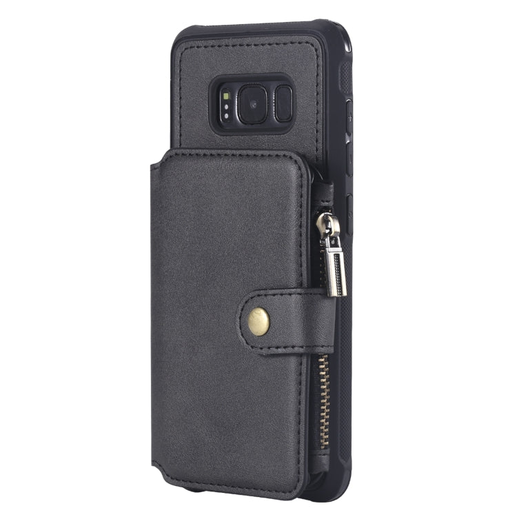 For Galaxy S8 Zipper Shockproof Protective Case with Card Slots & Bracket & Photo Holder & Wallet Function