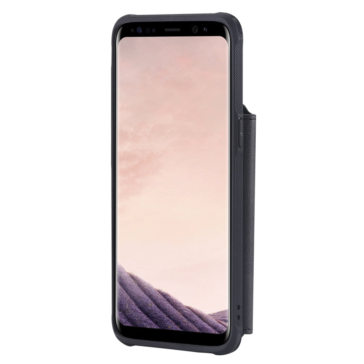 For Galaxy S8 Zipper Shockproof Protective Case with Card Slots & Bracket & Photo Holder & Wallet Function