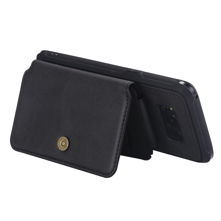 For Galaxy S8 Zipper Shockproof Protective Case with Card Slots & Bracket & Photo Holder & Wallet Function