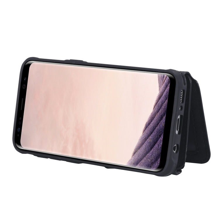 For Galaxy S8 Zipper Shockproof Protective Case with Card Slots & Bracket & Photo Holder & Wallet Function