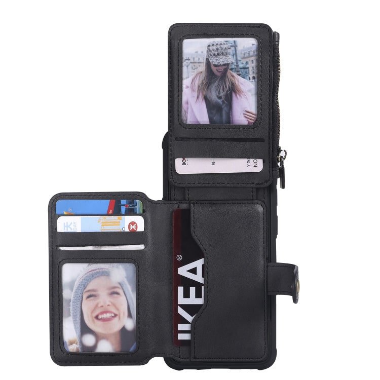 For Galaxy S8 Zipper Shockproof Protective Case with Card Slots & Bracket & Photo Holder & Wallet Function
