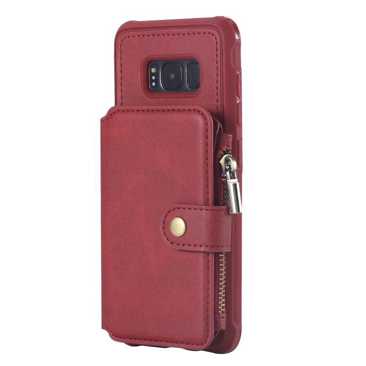 For Galaxy S8 Zipper Shockproof Protective Case with Card Slots & Bracket & Photo Holder & Wallet Function