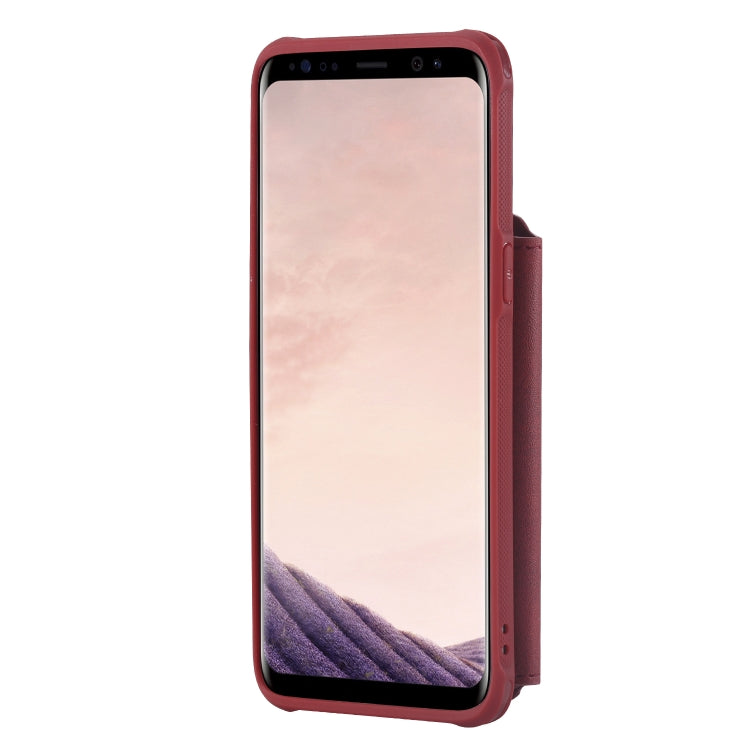 For Galaxy S8 Zipper Shockproof Protective Case with Card Slots & Bracket & Photo Holder & Wallet Function