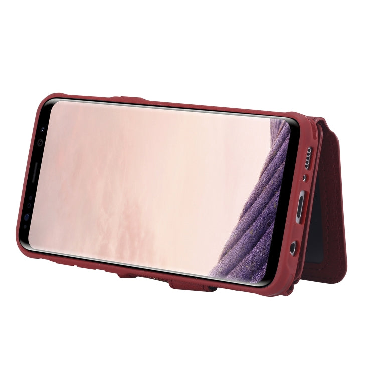 For Galaxy S8 Zipper Shockproof Protective Case with Card Slots & Bracket & Photo Holder & Wallet Function