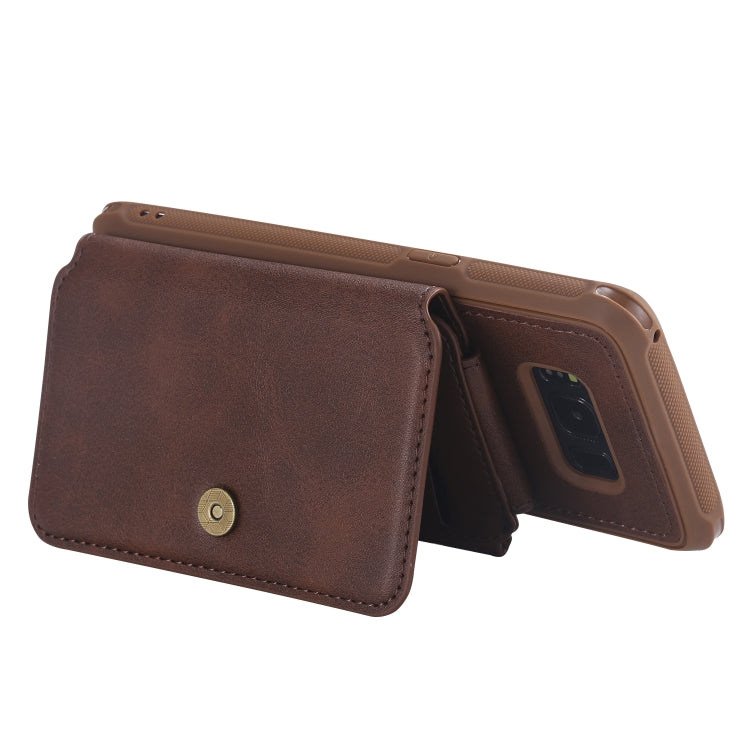 For Galaxy S8 Zipper Shockproof Protective Case with Card Slots & Bracket & Photo Holder & Wallet Function