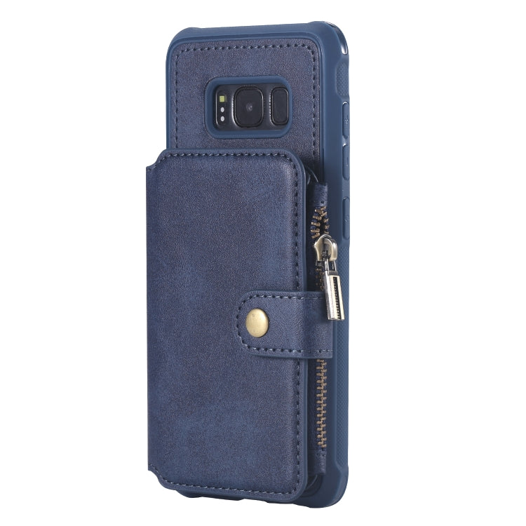 For Galaxy S8 Zipper Shockproof Protective Case with Card Slots & Bracket & Photo Holder & Wallet Function