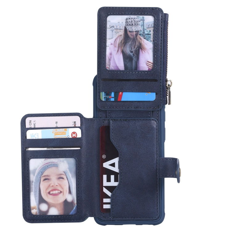 For Galaxy S8 Zipper Shockproof Protective Case with Card Slots & Bracket & Photo Holder & Wallet Function
