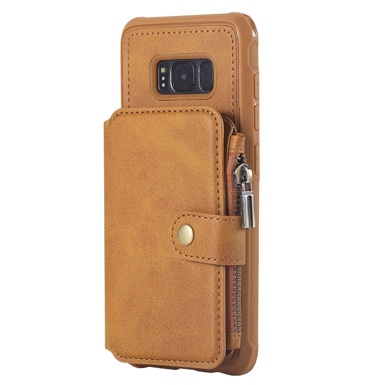 For Galaxy S8 Zipper Shockproof Protective Case with Card Slots & Bracket & Photo Holder & Wallet Function
