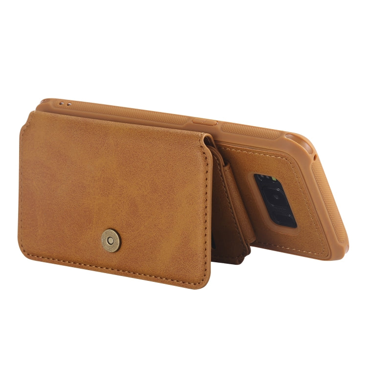 For Galaxy S8 Zipper Shockproof Protective Case with Card Slots & Bracket & Photo Holder & Wallet Function