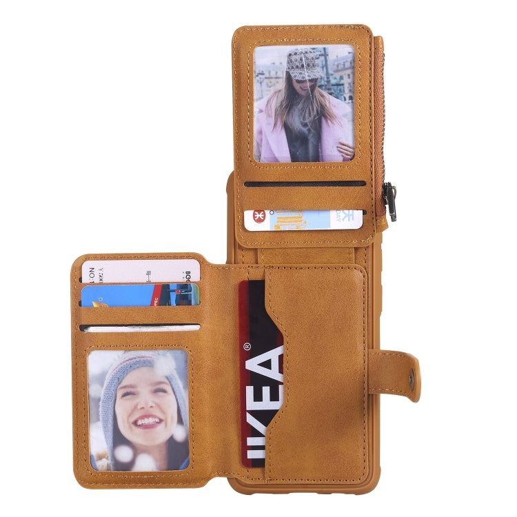 For Galaxy S8 Zipper Shockproof Protective Case with Card Slots & Bracket & Photo Holder & Wallet Function