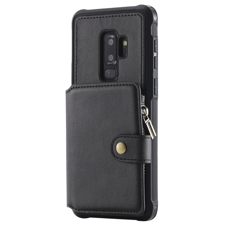 For Galaxy S9 Plus Zipper Shockproof Protective Case with Card Slots & Bracket & Photo Holder & Wallet Function