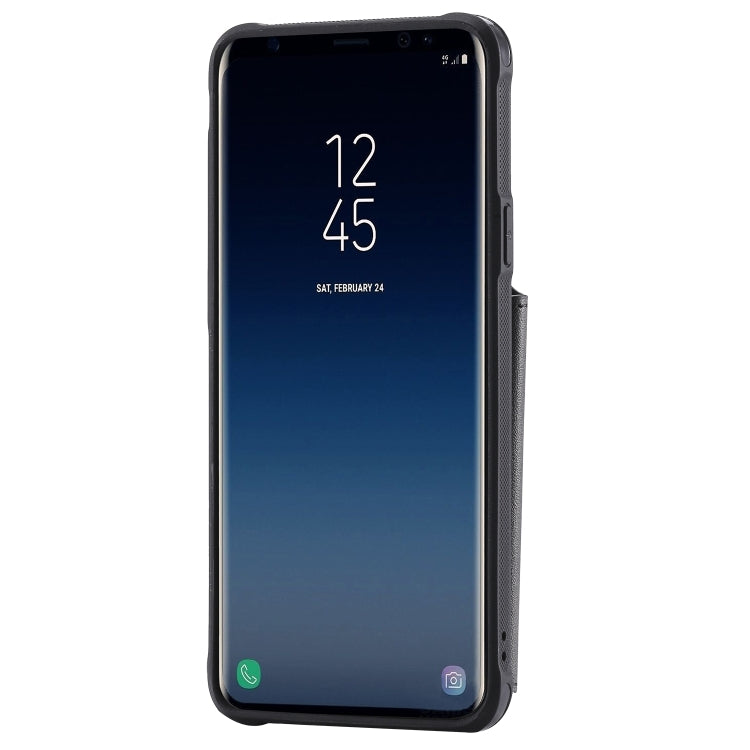 For Galaxy S9 Plus Zipper Shockproof Protective Case with Card Slots & Bracket & Photo Holder & Wallet Function