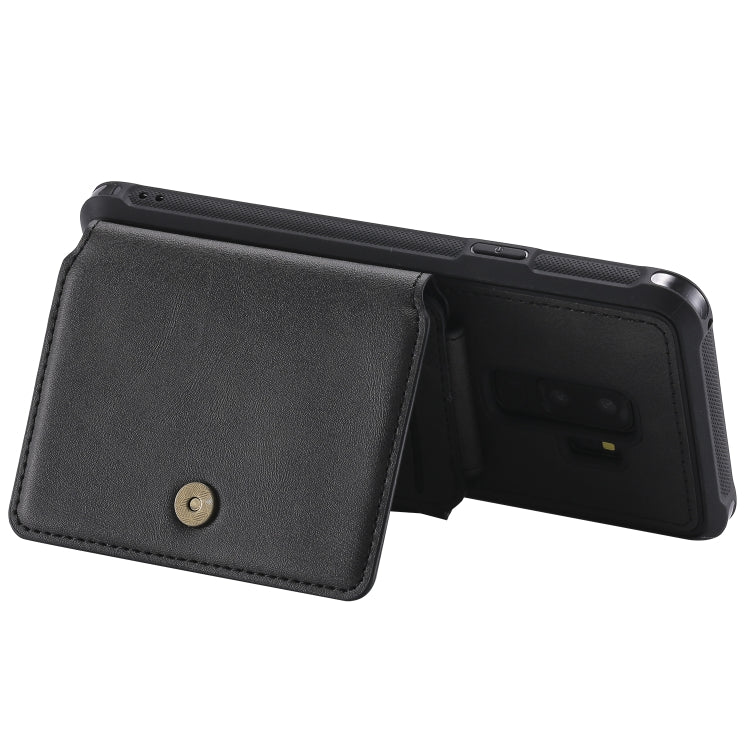For Galaxy S9 Plus Zipper Shockproof Protective Case with Card Slots & Bracket & Photo Holder & Wallet Function