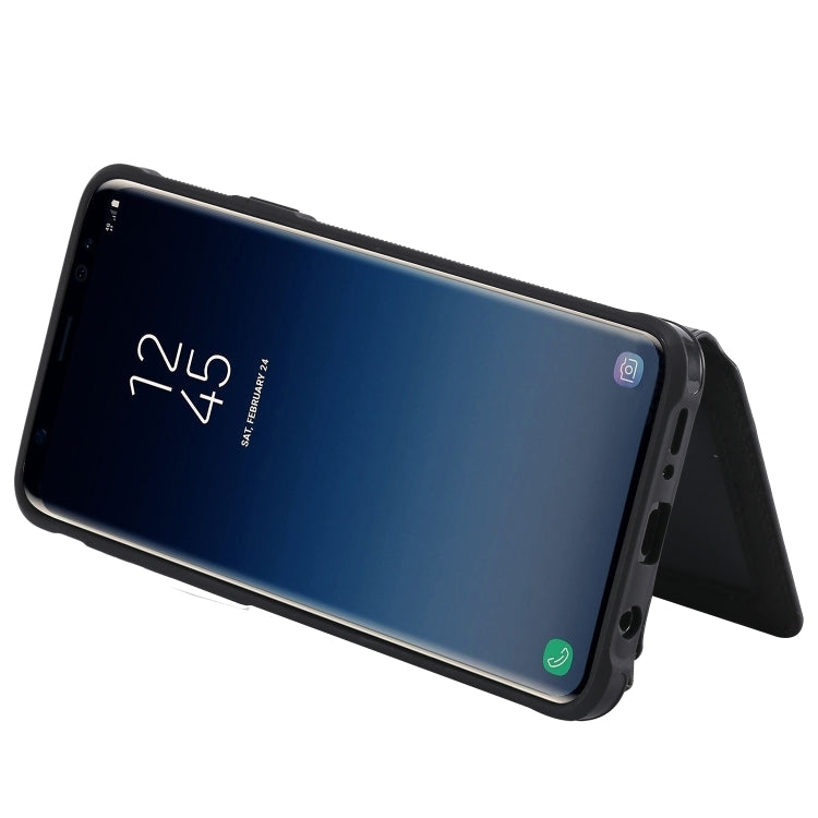 For Galaxy S9 Plus Zipper Shockproof Protective Case with Card Slots & Bracket & Photo Holder & Wallet Function