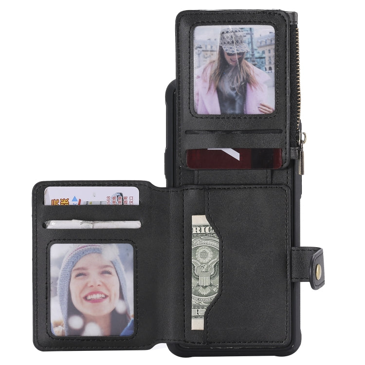 For Galaxy S9 Plus Zipper Shockproof Protective Case with Card Slots & Bracket & Photo Holder & Wallet Function