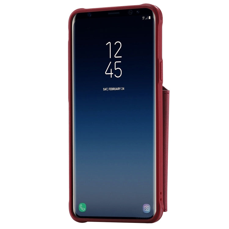 For Galaxy S9 Plus Zipper Shockproof Protective Case with Card Slots & Bracket & Photo Holder & Wallet Function