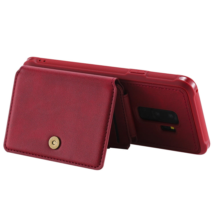 For Galaxy S9 Plus Zipper Shockproof Protective Case with Card Slots & Bracket & Photo Holder & Wallet Function