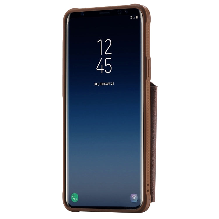 For Galaxy S9 Plus Zipper Shockproof Protective Case with Card Slots & Bracket & Photo Holder & Wallet Function