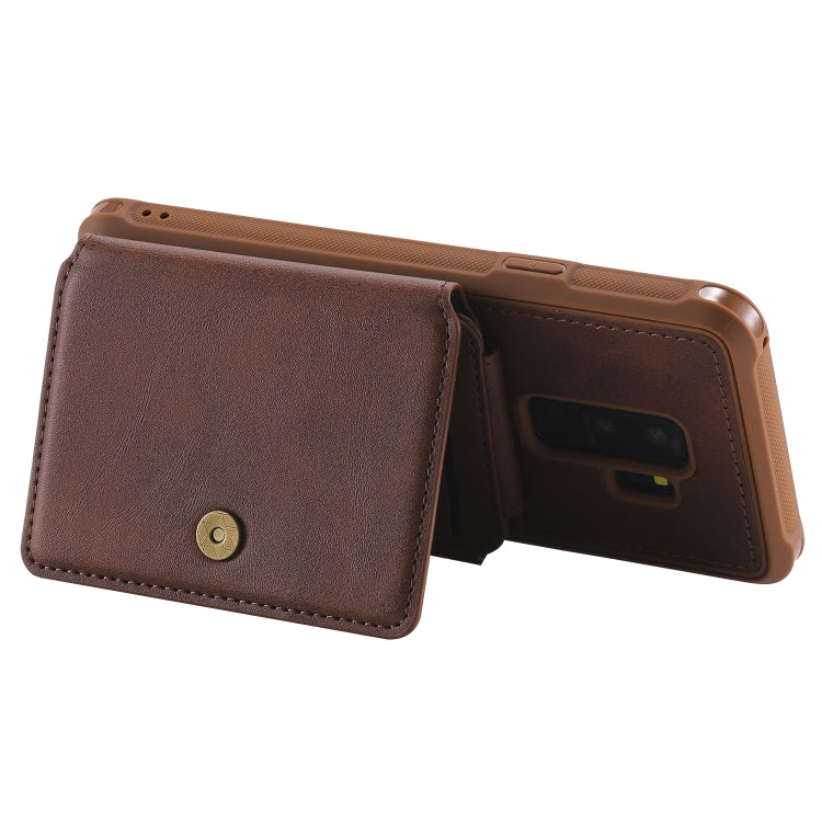 For Galaxy S9 Plus Zipper Shockproof Protective Case with Card Slots & Bracket & Photo Holder & Wallet Function