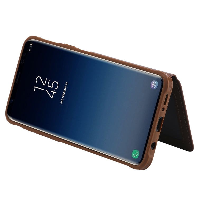 For Galaxy S9 Plus Zipper Shockproof Protective Case with Card Slots & Bracket & Photo Holder & Wallet Function