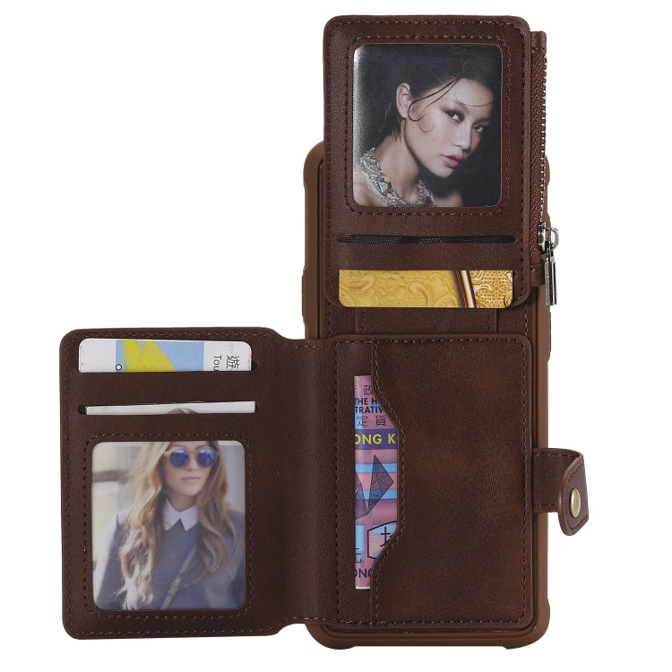 For Galaxy S9 Plus Zipper Shockproof Protective Case with Card Slots & Bracket & Photo Holder & Wallet Function