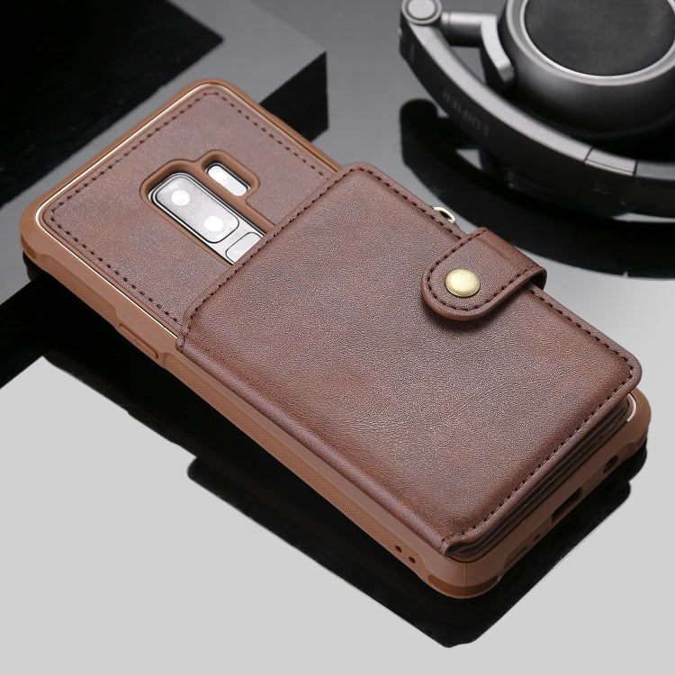 For Galaxy S9 Plus Zipper Shockproof Protective Case with Card Slots & Bracket & Photo Holder & Wallet Function