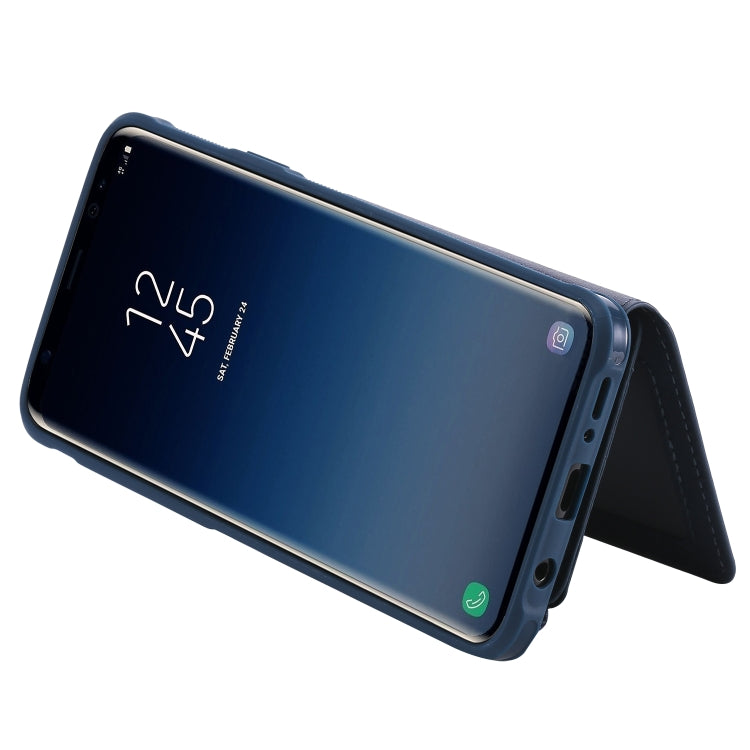For Galaxy S9 Plus Zipper Shockproof Protective Case with Card Slots & Bracket & Photo Holder & Wallet Function