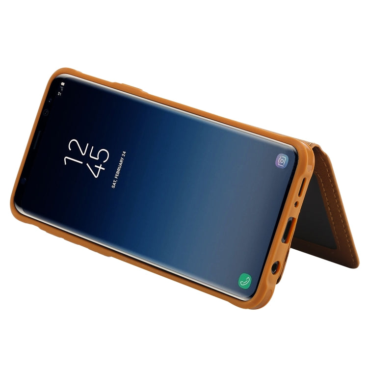 For Galaxy S9 Plus Zipper Shockproof Protective Case with Card Slots & Bracket & Photo Holder & Wallet Function