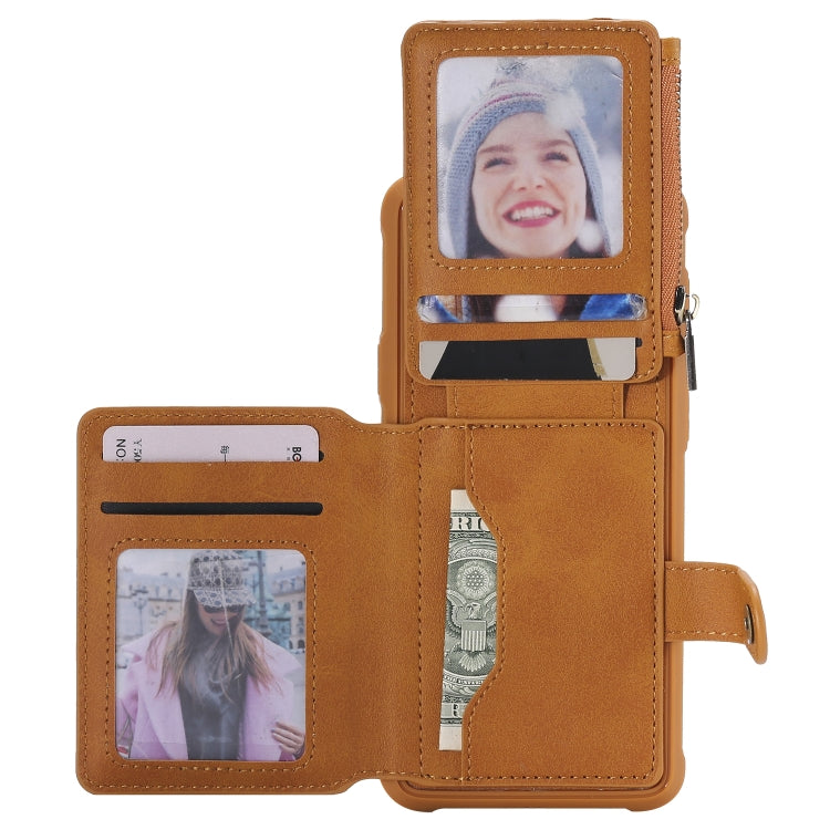 For Galaxy S9 Plus Zipper Shockproof Protective Case with Card Slots & Bracket & Photo Holder & Wallet Function