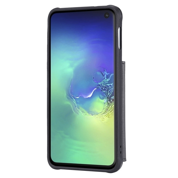 For Galaxy S10e Zipper Shockproof Protective Case with Card Slots & Bracket & Photo Holder & Wallet Function