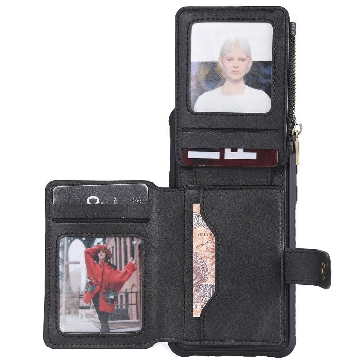 For Galaxy S10e Zipper Shockproof Protective Case with Card Slots & Bracket & Photo Holder & Wallet Function