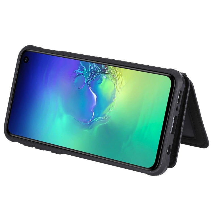 For Galaxy S10e Zipper Shockproof Protective Case with Card Slots & Bracket & Photo Holder & Wallet Function