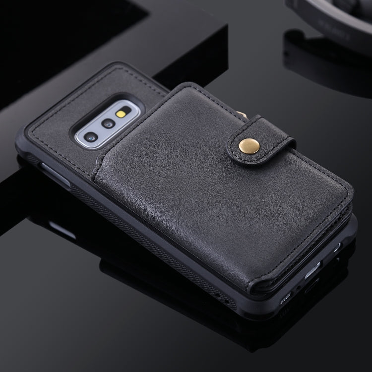 For Galaxy S10e Zipper Shockproof Protective Case with Card Slots & Bracket & Photo Holder & Wallet Function