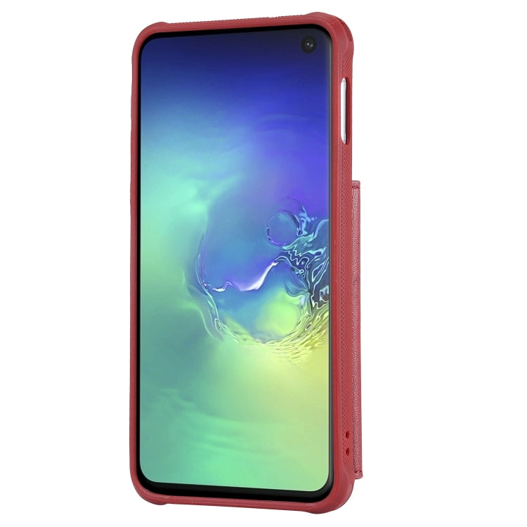 For Galaxy S10e Zipper Shockproof Protective Case with Card Slots & Bracket & Photo Holder & Wallet Function