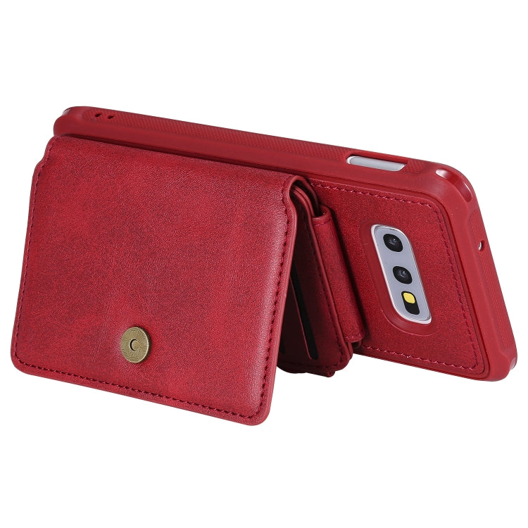 For Galaxy S10e Zipper Shockproof Protective Case with Card Slots & Bracket & Photo Holder & Wallet Function