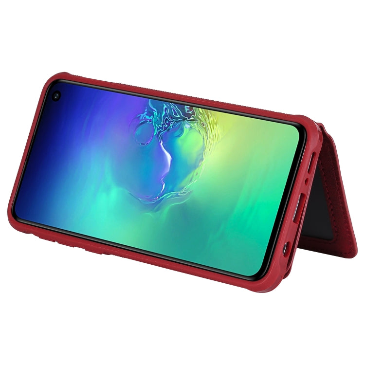 For Galaxy S10e Zipper Shockproof Protective Case with Card Slots & Bracket & Photo Holder & Wallet Function