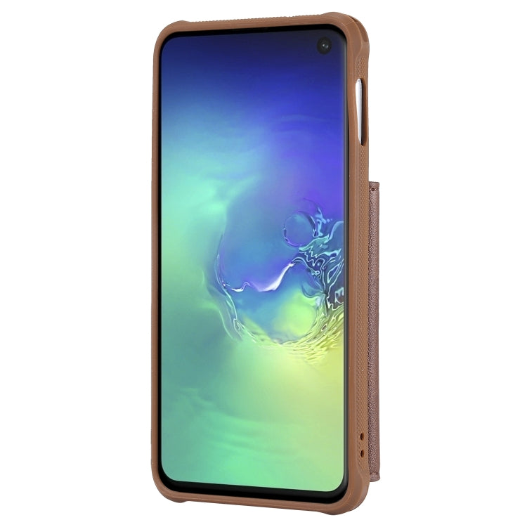 For Galaxy S10e Zipper Shockproof Protective Case with Card Slots & Bracket & Photo Holder & Wallet Function