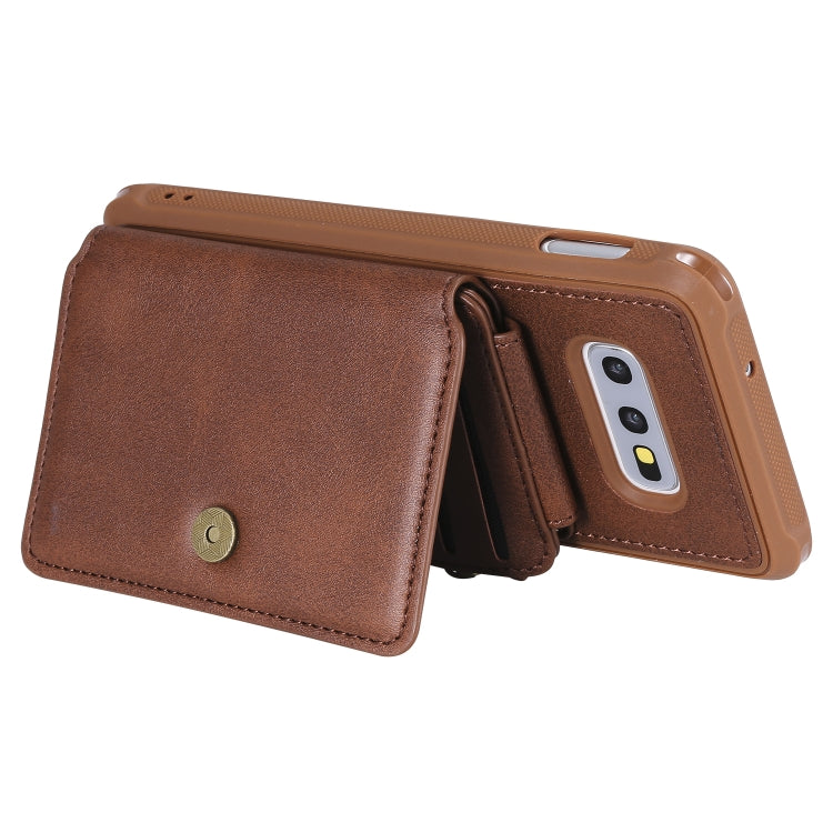 For Galaxy S10e Zipper Shockproof Protective Case with Card Slots & Bracket & Photo Holder & Wallet Function