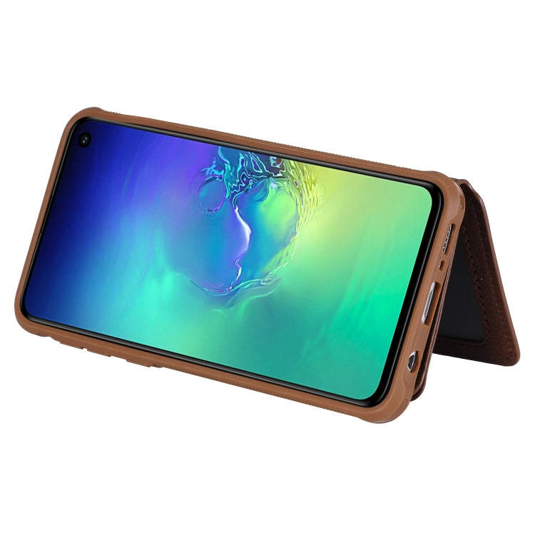 For Galaxy S10e Zipper Shockproof Protective Case with Card Slots & Bracket & Photo Holder & Wallet Function