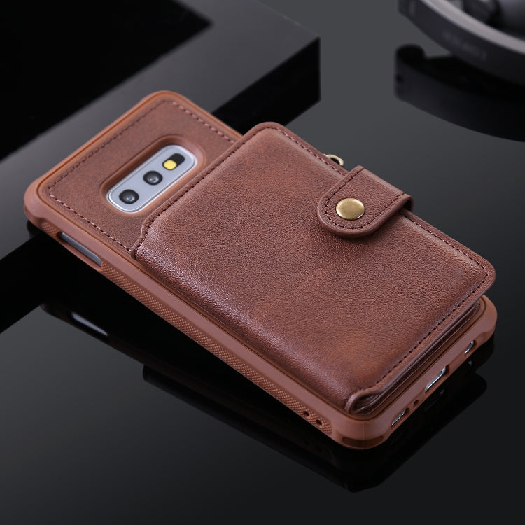 For Galaxy S10e Zipper Shockproof Protective Case with Card Slots & Bracket & Photo Holder & Wallet Function
